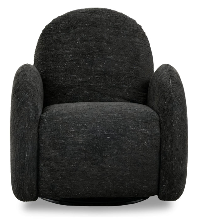 Shay 33\" Chenille Fabric Swivel Glider Reclining Accent Chair - Ebony