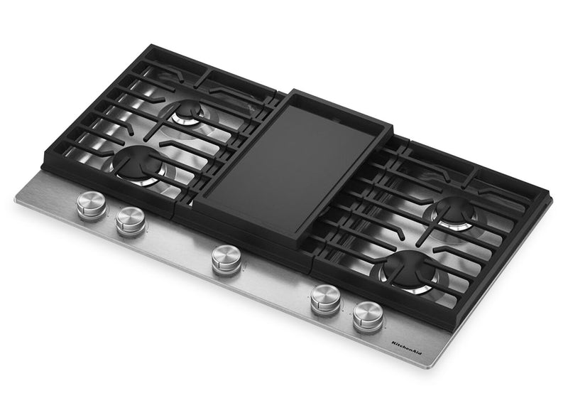 KitchenAid Gas-on-Metal Cooktop with Integrated Wok Grate – Stainless Steel - KCGK736SSS