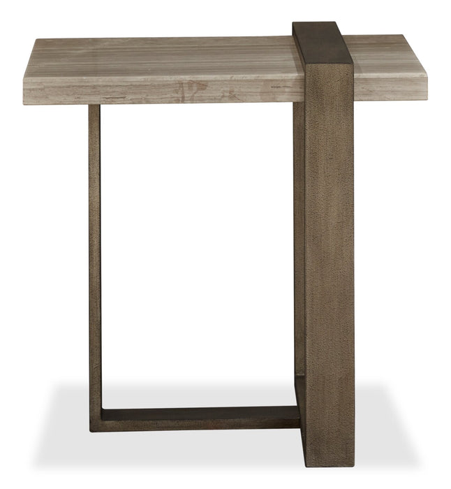 Cyprus 26” Modern End Table - Beige/Bronze