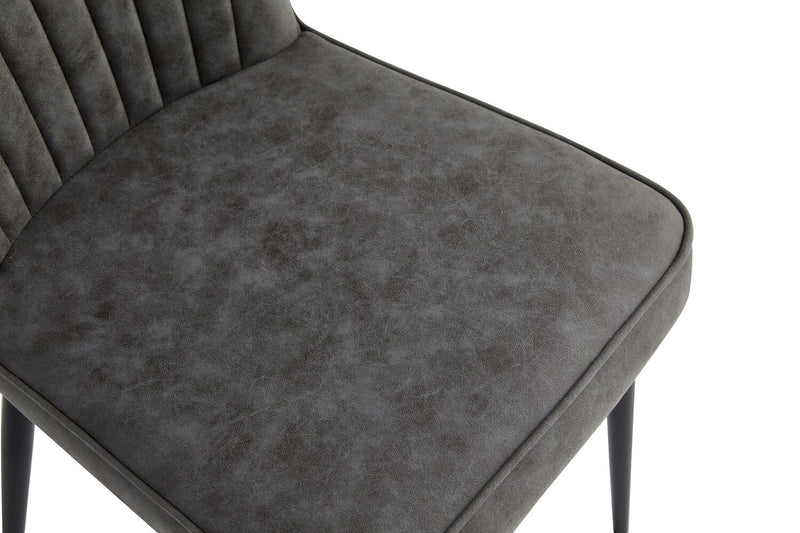 Tavo Dining Chair with Microfibre Polyester Fabric, Metal - Grey