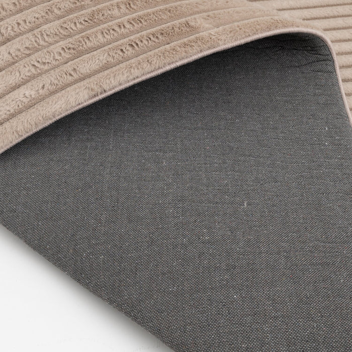 Faux Fur Channel Taupe Area Rug with Memory Foam Backing - 7' x 10'