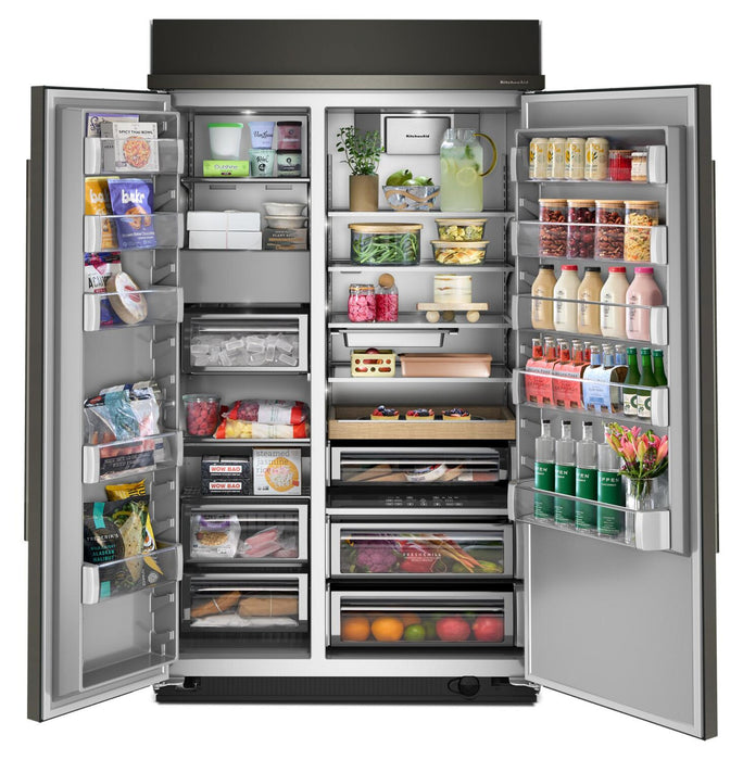 Kitchenaid 48\" 29.4 Cu. Ft. Built-In Side-by-Side Refrigerator – Black Ore - KBSN748SBE