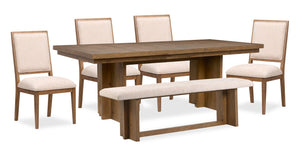Scott Living Henri 6pc Dining Set with Table, Bench & Chairs, 66-84