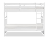 Quinn Bunk Bed with Ladder & Guard Rail for Kids, White - Twin/Twin