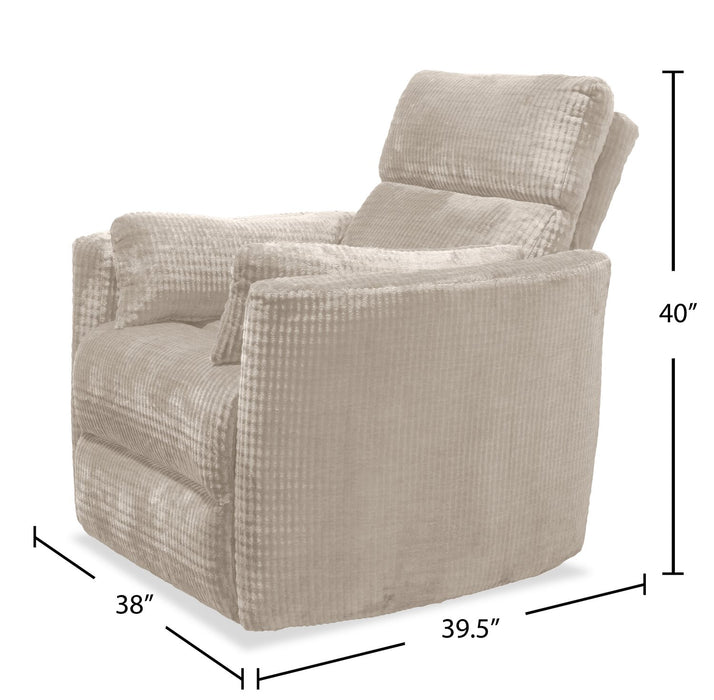 Remi 38\" Fabric Swivel Glider Power Reclining Chair with USB ports – Taupe