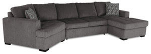 Legend 3-Piece Left-Facing Chenille Cuddler Sleeper Sectional with Chaise - Pewter