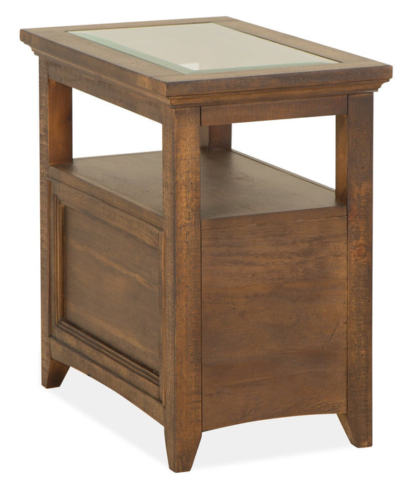 Hanson 15” Traditional Pine Chairside Table with Storage - Toasted Nutmeg