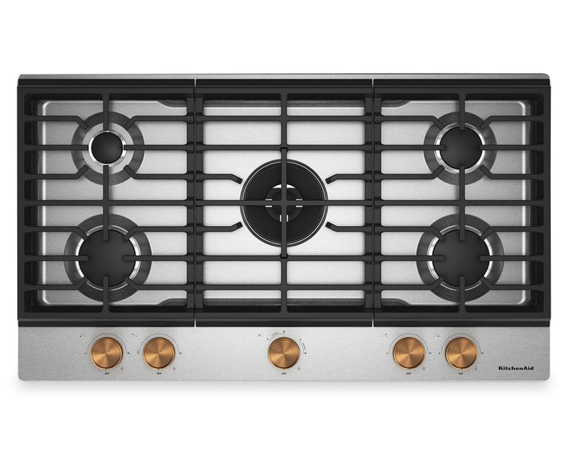 KitchenAid Gas-on-Metal Cooktop with Integrated Wok Grate – Stainless Steel - KCGK736SSS