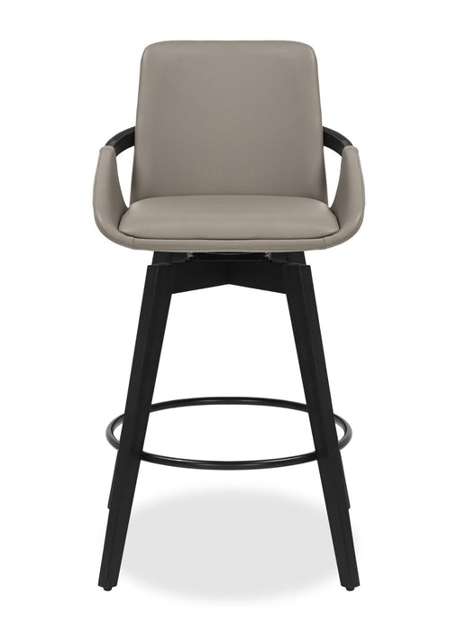 Apex Counter-Height Stool with Swivel Seat, Vegan Leather Fabric, Metal - Taupe
