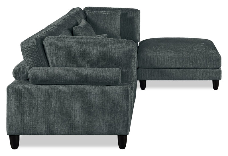 Lounge 4-Piece Chenille Modular Sectional with Ottoman – Grey 