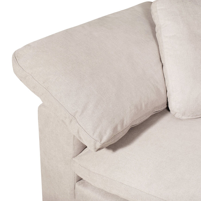 Eclipse Modular 6-Piece Linen-Look Fabric Pit Sofa Sectional with Reversible Feather Down Cushions - Linen White