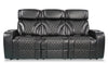 Elite Genuine Leather Power Reclining Sofa with Massage Function - Black