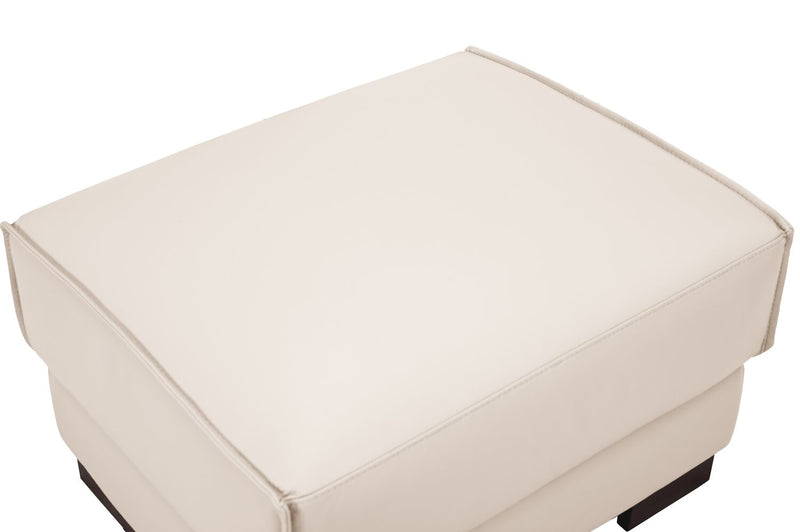 Citadel 28\" Top-Grain Genuine Leather Ottoman with Wood Legs - Frost White