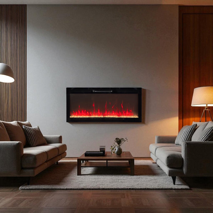 Mirage 42\" Modern Electric Free Standing Wall Mountable Fireplace - Black