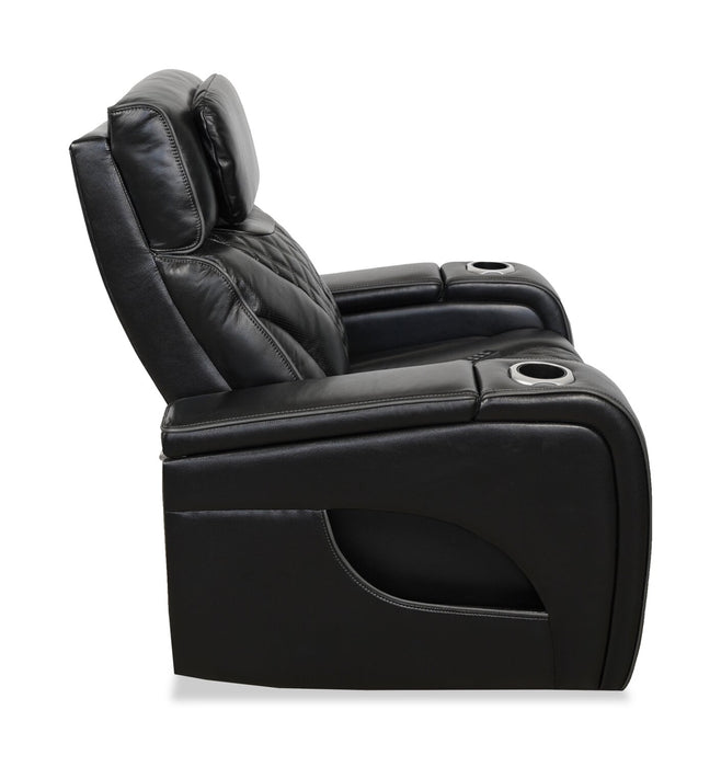 Elite 38\" Genuine Leather Massage Power Reclining Chair with Immersive Audio and Power Headrest - Black