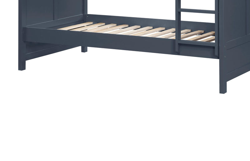 Quinn Bunk Bed with Ladder & Guard Rail for Kids, Blue - Twin/Full