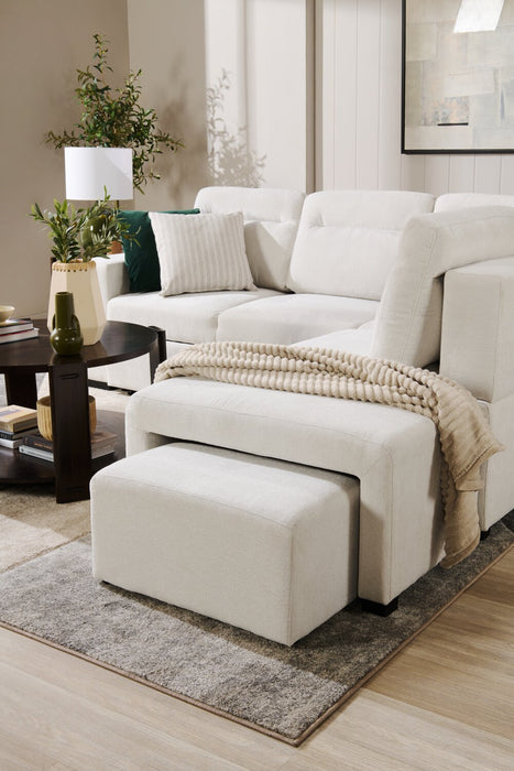 Coast 3-Piece Right-Facing Ivory White Fabric Sleeper Sectional with Storage Chaise and Storage Armrest