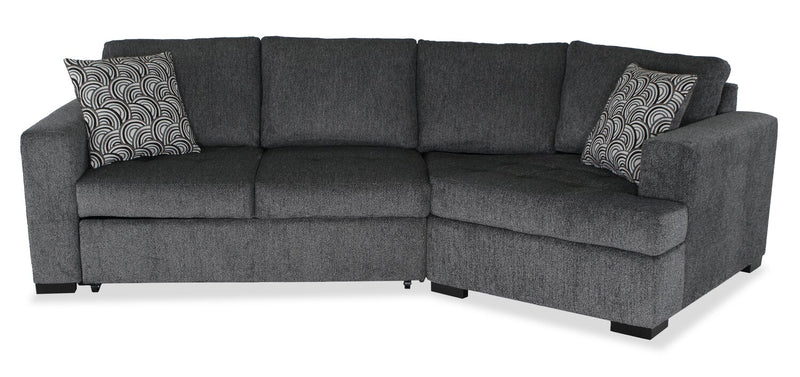 Made in Canada Legend 2-Piece Right-Facing Chenille Fabric Cuddler Sleeper Sectional - Pepper Grey