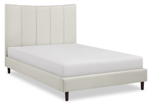 Paseo Platform Bed in Taupe Vegan-Leather Fabric - Full Size