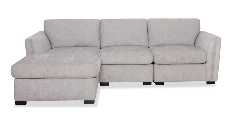 Vault 3-Piece Left-Facing Sectional with Storage Chaise and Two Storage Chairs - Grey