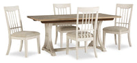 Quill 5pc Dining Set with Table & 4 Chairs, Trestle Base, 72-90