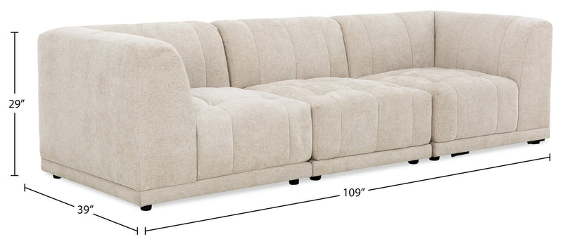 Oaklyn Modular 109\" Fabric Sofa with Tufted Seat Cushions - Beige