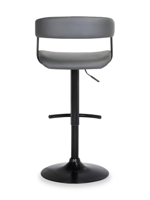 Java Barstool with Swivel & Adjustable Seat, Vegan Leather Fabric, Metal - Grey