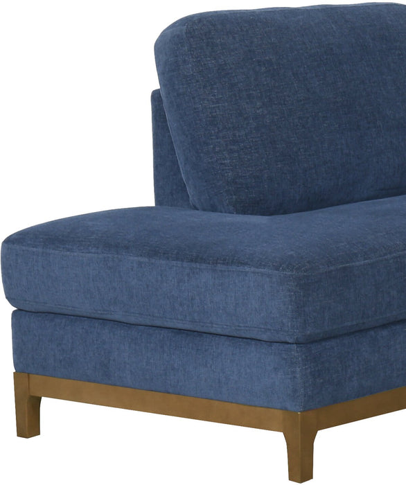Zara 2-Piece Left-Facing Fabric Sectional with Chaise and Wood Legs - Navy