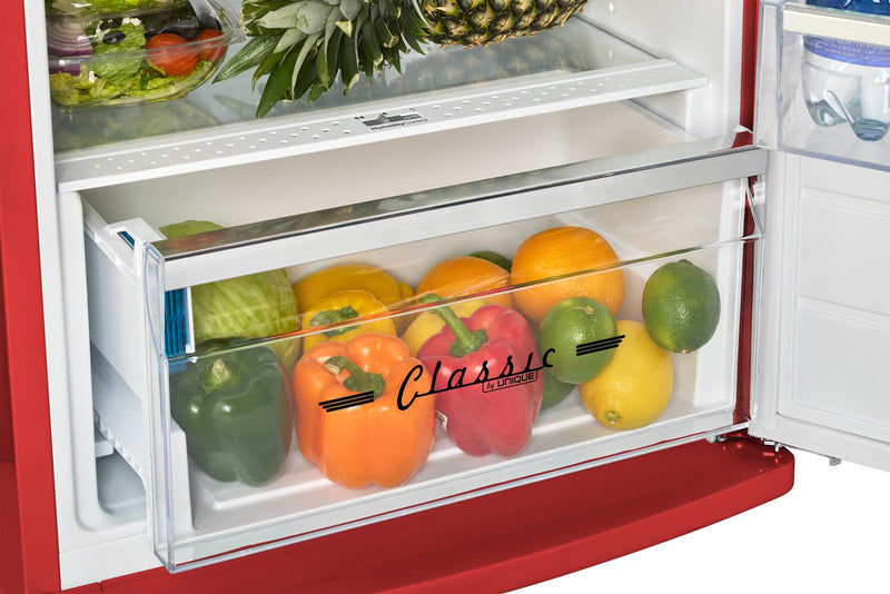 Unique Classic Retro 24\" 11 Cu Ft. Top Freezer Refrigerator – Candy Red - UNQ-310L R TM