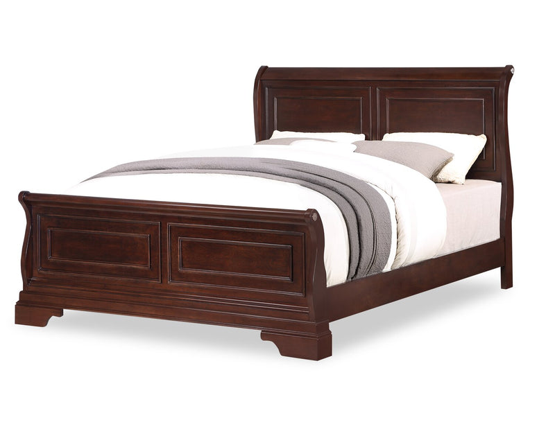 Marco 6pc Bedroom Set with Bed, Dresser, Mirror & Nightstand, Cherry Brown - Queen Size