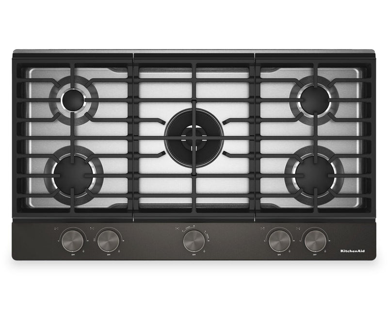 KitchenAid Gas-on-Metal Cooktop with Integrated Wok Grate - Black Ore - KCGK736SBE