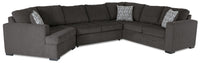 Legend 3-Piece Left-Facing Chenille Cuddler Sleeper Sectional - Pewter 