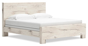 Derekson Panel Bed with Headboard & Frame, Rustic White - King Size