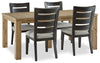 Logan 5pc Dining Set with Table & 4 Chairs, 72-108