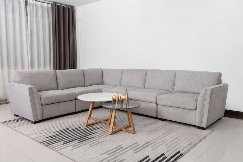 Vault 5-Piece Sectional with Pull-Out Loveseat and Storage Chairs - Grey