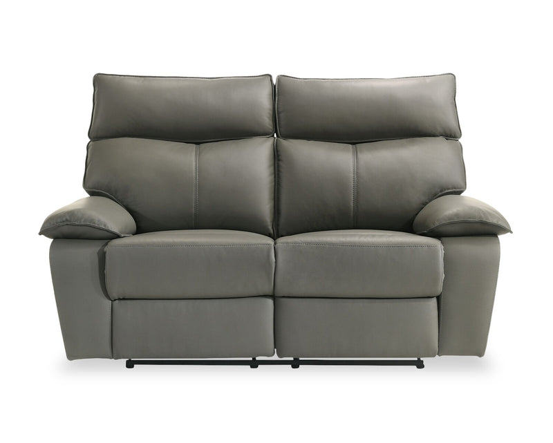 Matteo 64\" Genuine Leather Power Reclining Loveseat - Aviarah Grey