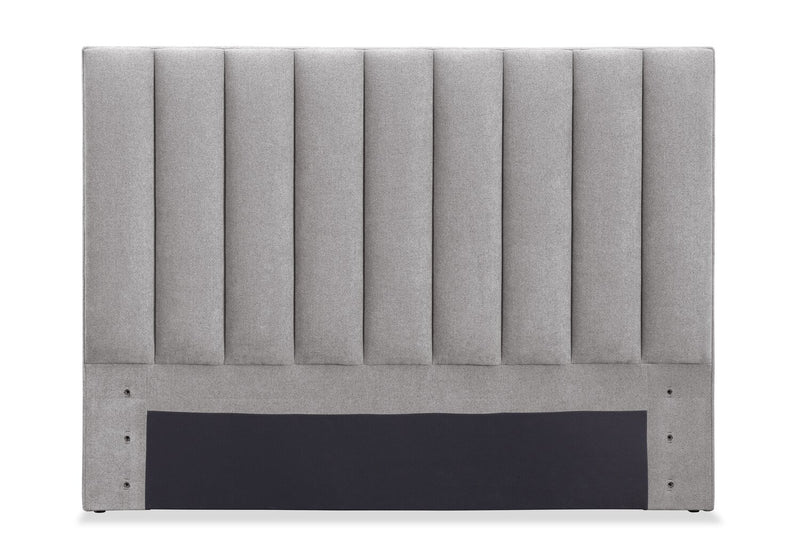 Amos Upholstered Headboard in Grey Fabric, Channelled - Queen Size