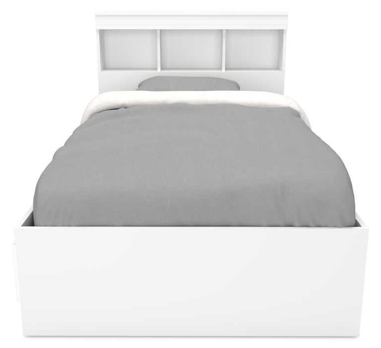 Riley Mates Bed 5pc Set with Bookcase Headboard, Dresser & Mirror, White - Twin Size