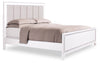 Halo Panel Bed with Headboard & Frame, LED, Glam, White - Queen Size