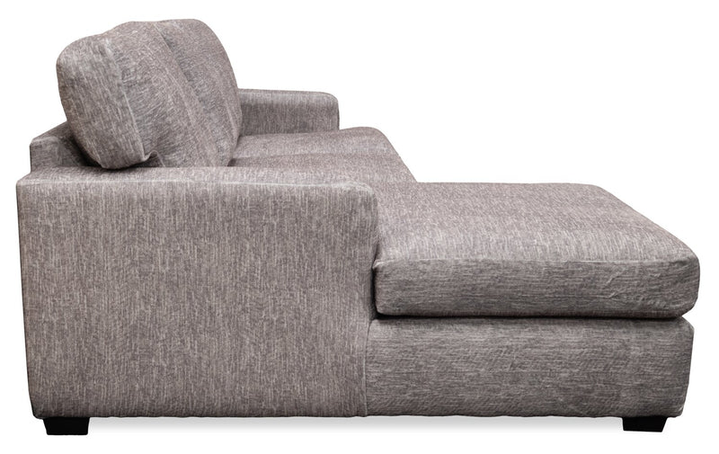 Made in Canada Luxe 2-Piece Left-Facing Fabric Sectional with Removable Cushions - Zaftig Dove Grey