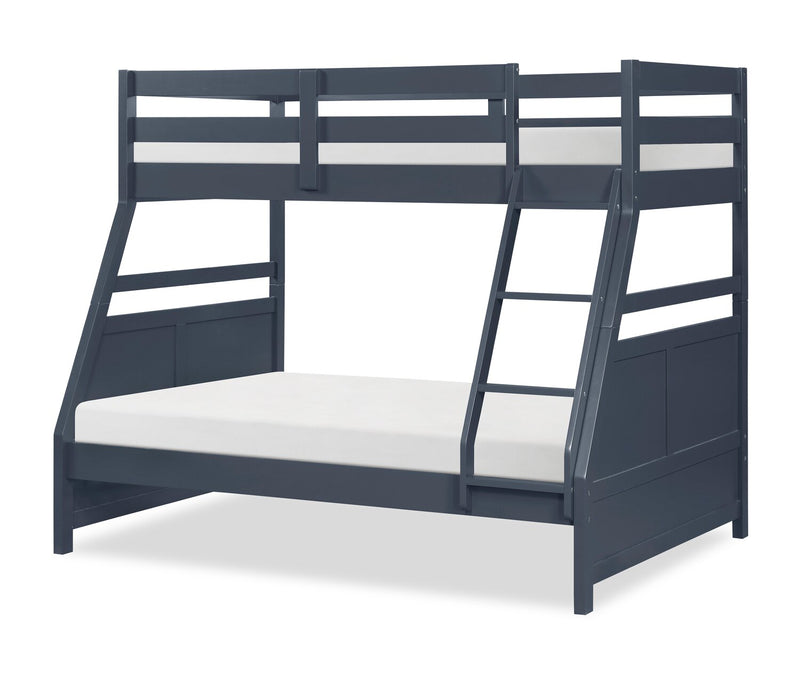 Quinn Bunk Bed with Ladder & Guard Rail for Kids, Blue - Twin/Full