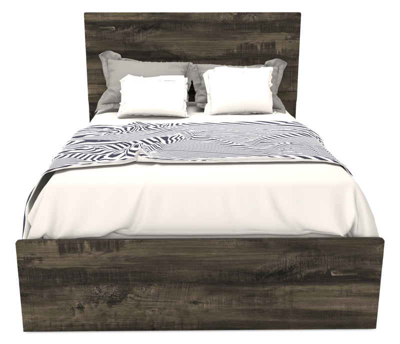 Riley 6pc Bedroom Set with Panel Bed, Dresser, Mirror & Nightstand, Made in Canada, Grey - Full Size