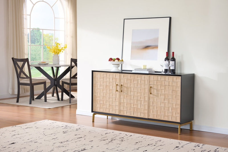 Alenna 60\" 3-Door Accent Cabinet - Black with Weathered White Doors