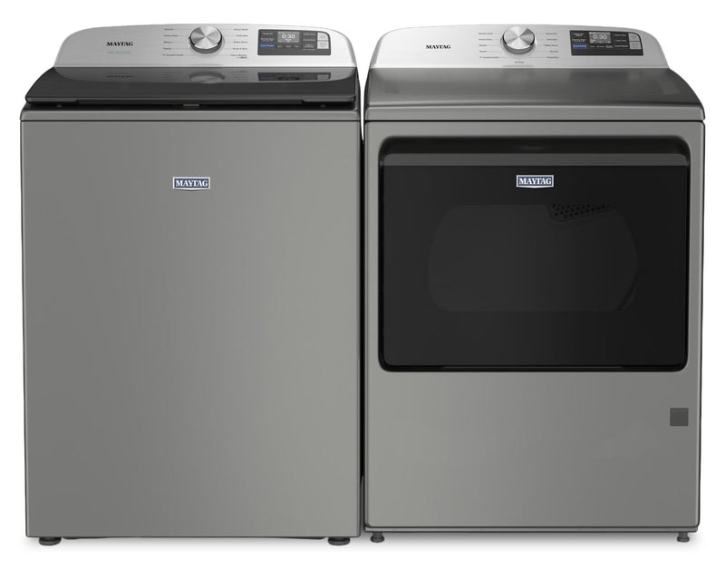 Maytag 6.0 Cu. Ft. Smart Top-Load Washer and 7.4 Cu. Ft. Gas Dryer – Radiant Silver 
