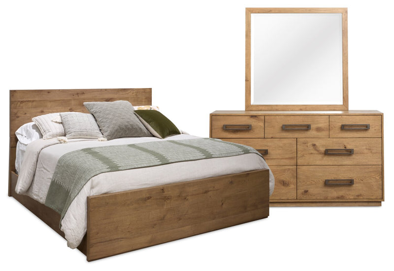 Scott Living Henri 5pc Bedroom Set with Bed, Dresser & Mirror, Wood, Brown - King Size