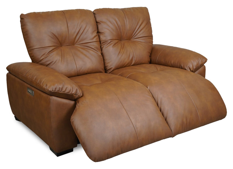 Bello 67\" Leather-Look Fabric Power Reclining Loveseat - Brown