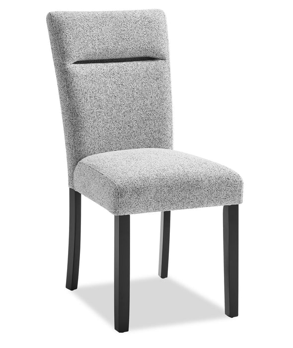 Libra 6pc Dining Set with Table, Bench & 4 Chairs, Marble-Look Top, 60\"W - Black/Grey