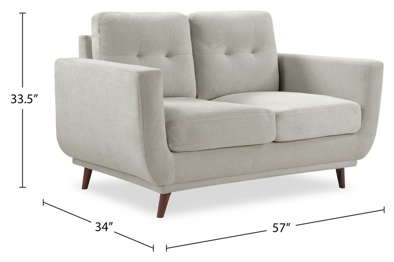 Cosmo 57\" Fabric Loveseat with Tufted Back Cushions - Grey