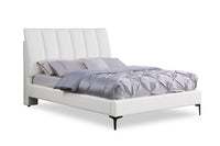 Nova Upholstered Platform Bed in White Vegan-Leather Fabric - King Size 