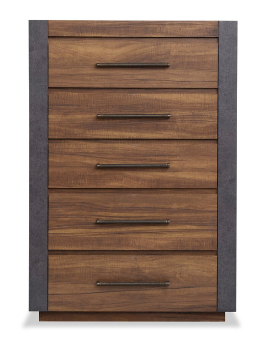 Scott Living Dante Bedroom Chest of Drawers, 5-Drawer, 36\"W x 52.4\"H - Brown